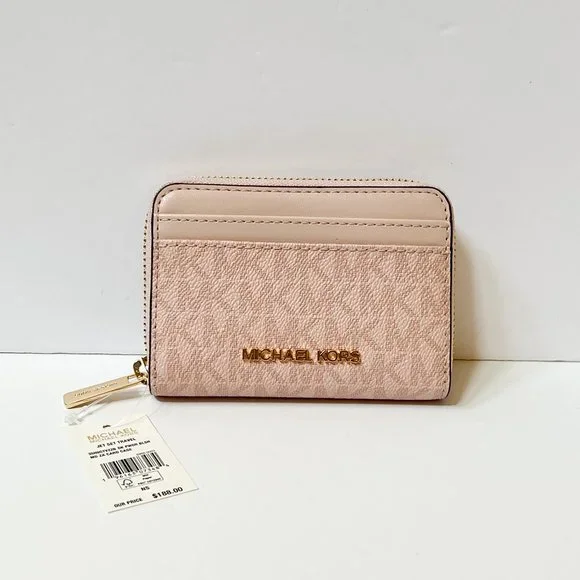 Zip Wallet Mk Wallet Pink Michael Kors Jet Set Travel Double Zip